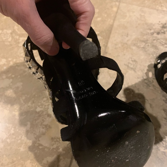 Balmain crystal and stud embellished suede leather heels - Picture 8 of 10